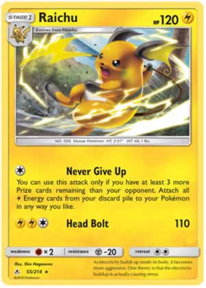 Raichu Rare Pokemon Card
